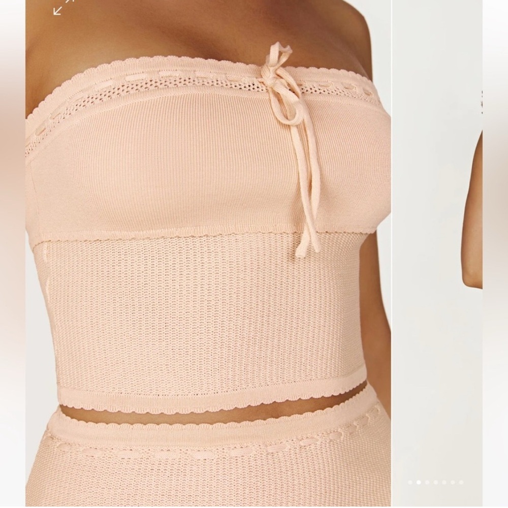 NWT Women's Meshki Kyra Waffle Knit Tube Top in Apricot size Medium